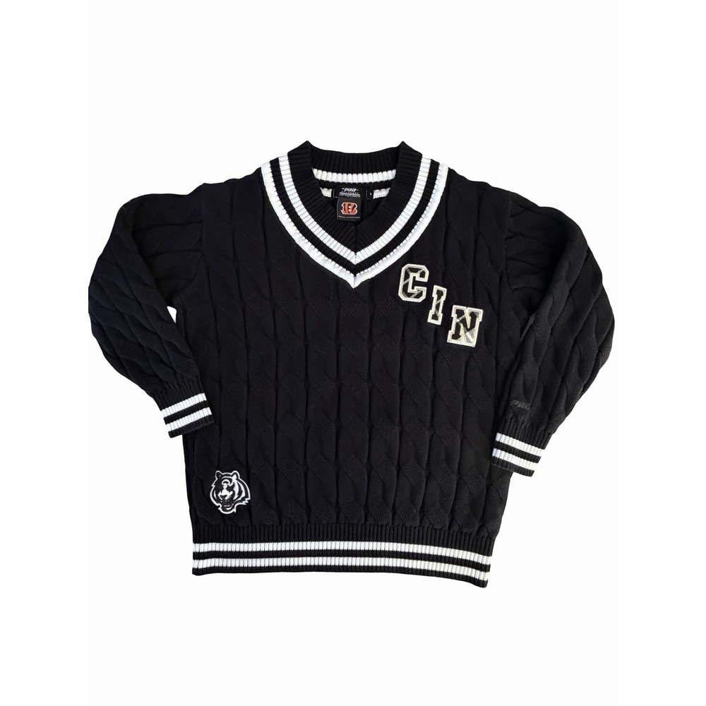 Pro Standard Black Cincinnati Bengals Prep V-Neck Pullover Sweater Small NFL